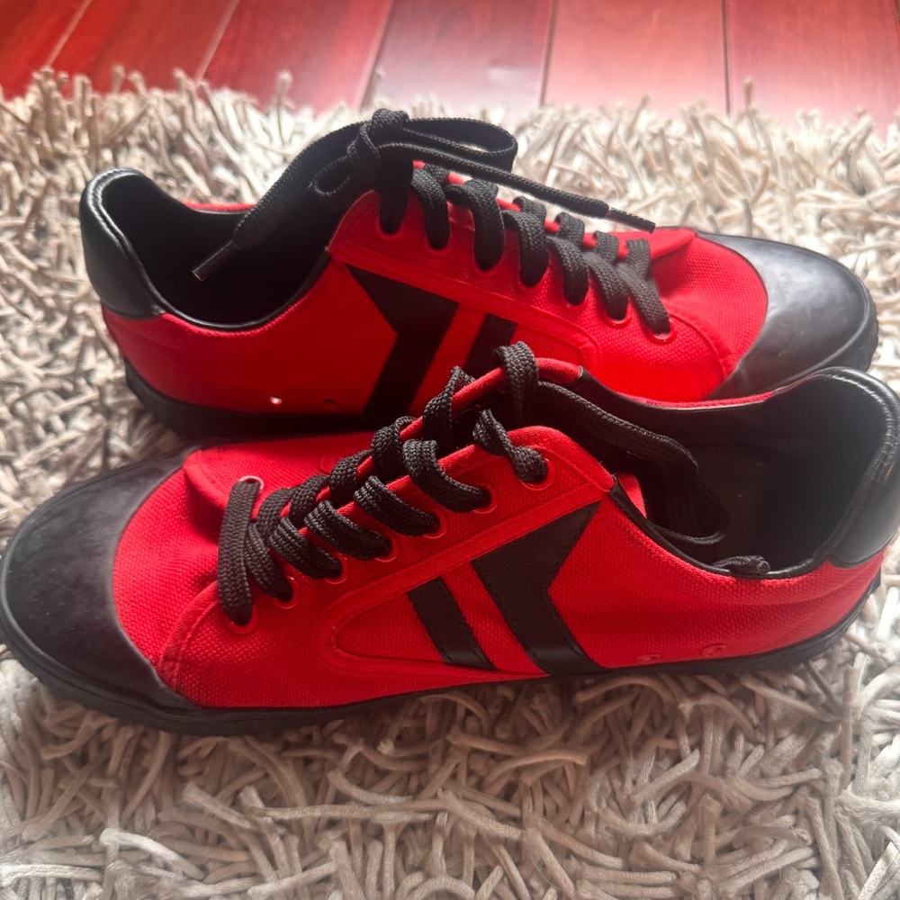 Celine Red Lace up Sneakers